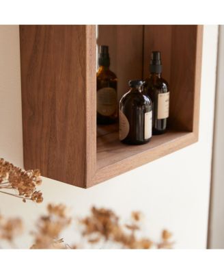 Solid Teak Bathroom Mirror with Shelf attached 55x30 New Tikamoon