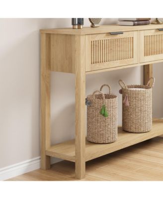 43" Farmhouse Wooden Console Table with 2 Drawers