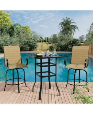 2 Piece Outdoor Swivel Bar Chairs, Patio High Swivel Bar Stools, All Weather High Back and Armrest Patio Chairs, Outdoor Rotating Chair