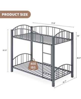 Metal Bunk Bed Stairs and Arched Guardrail Metal Slat Support Space Saver No Box