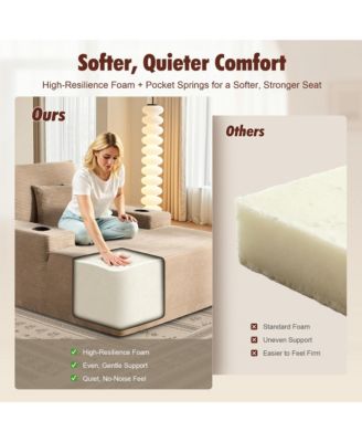 Chaise Lounge Chair, Oversized Plush Upholstered Boneless Sofa Bed, Deep Seat Sleeper Cloud Couch for Living Room, No Assembly Required