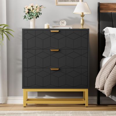 Dresser with Metal Legs, Wide Wood Storage Chest Organizer for Bedroom, Living Room & Hallway