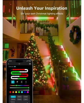 S1 65.6ft AI Smart RGBIC LED Strip Lights for Party Holiday Room Decor, Rainbow Chasing Effects, APP Control No Remote, WiFi Bluetooth