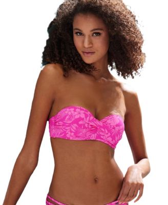 Women's Tropical Twist Bandeau Bikini Swimsuit Top Bra Sizing