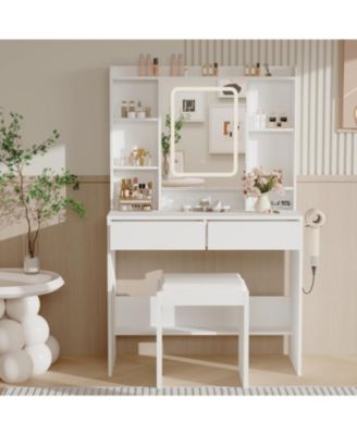 Lighted Makeup Vanity Desk with USB Ports