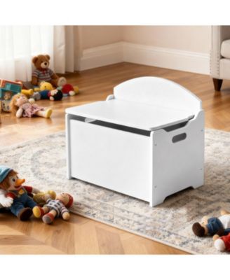 Kids Storage Bench with Backrest and Safety Hinge Toy Box