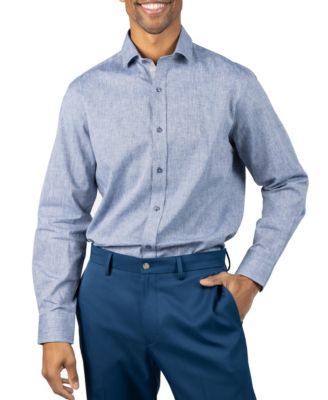 Men's Yarn Dyed Melange Linen Long Sleeve Shirt