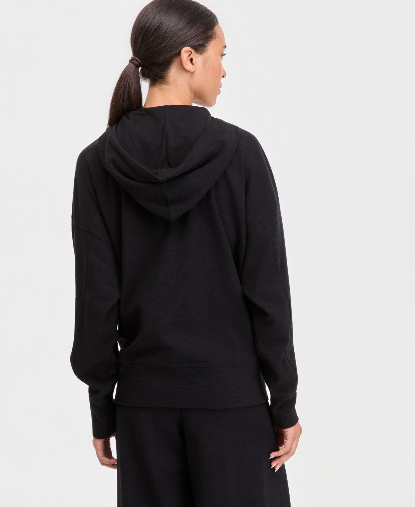 Женское худи ID Ideology Oversized Rib Slub Full-Zip, цвет: Глубокий чёрный — фото 2