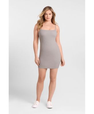 Women's Scoop Neck Ribbed Sculpting Cami Mini Dress with Built-In Shapewear