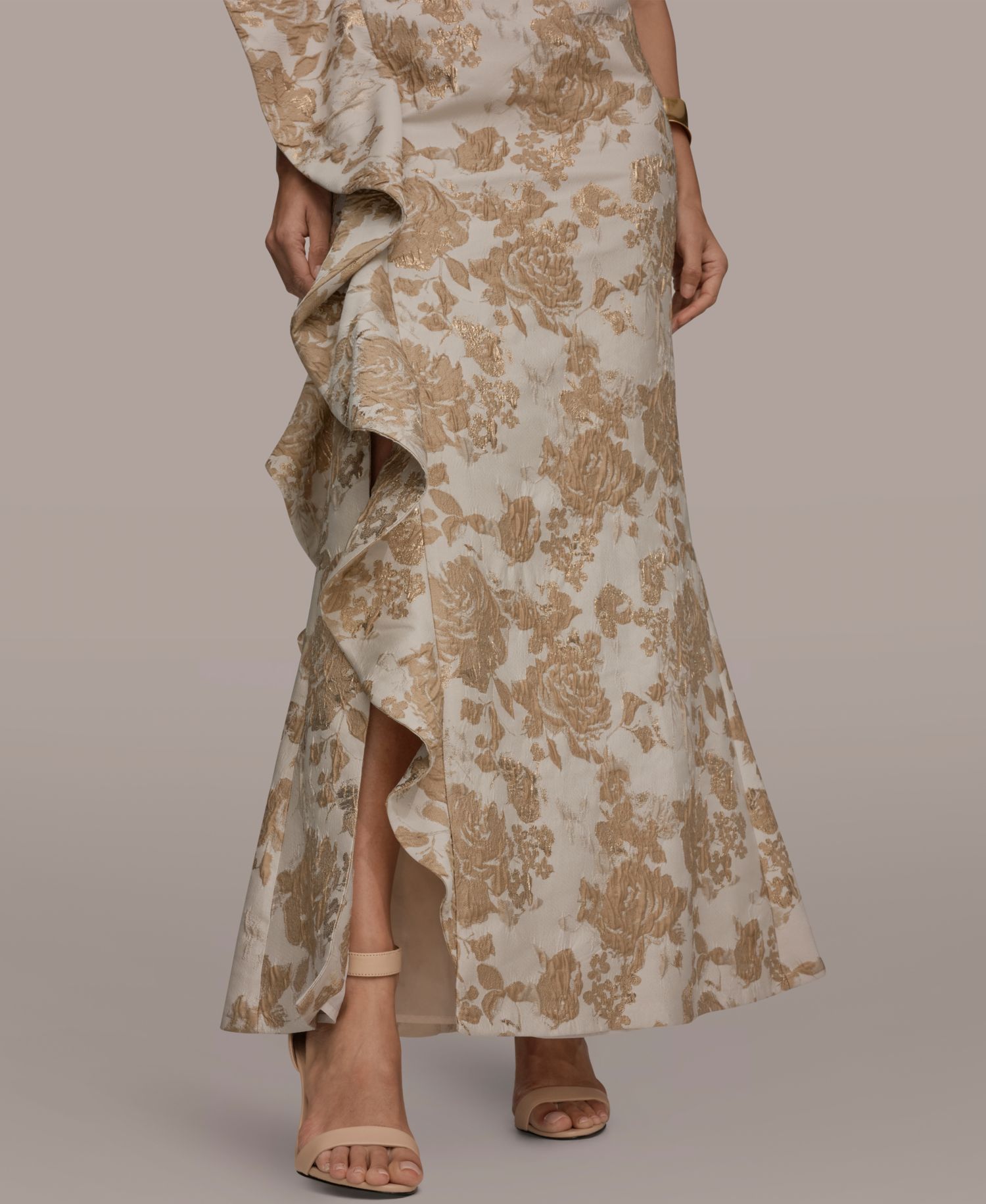 Petite Floral One-Shoulder Gown