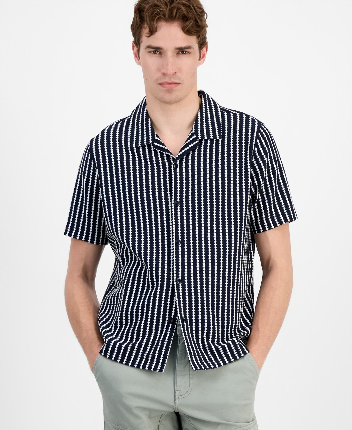 Men's Rafa Jacquard Knit Short-Sleeve Shirt