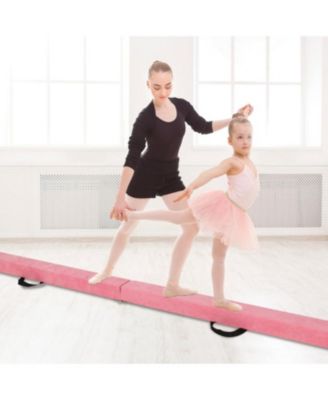 9 FT Folding Gymnastics Balance Beam with Anti-slip Base and Pine Wood Frame-Pink