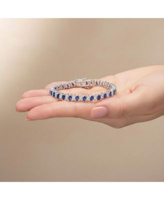 Brilliant Sterling Silver Marquise-cut CZ Tennis Bracelet