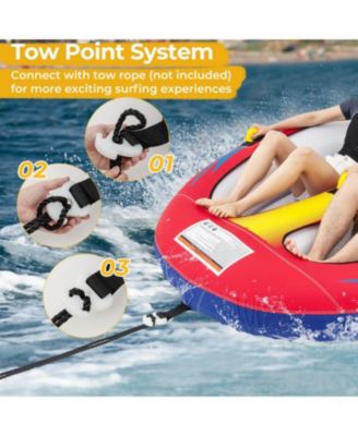 1 or 2 Person Inflatable Towable Tube for Boating with Drainage