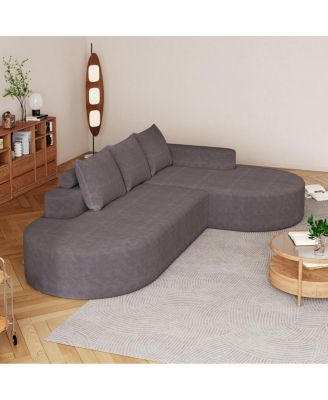 Modern Curved Chenille Sectional Sofa Couch Set, 108.5" L Shaped with 3 Pillows