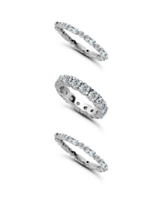 (8 1/20 ct.t.w) 3Pc. Set- 2- 4x2mm Baguette 2mm Round Cubic Zirconia Ring