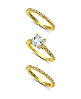 Cubic zirconia (3 3/4 ct.t.w.) 3-Pc. Set Square Cut Cubic Zirconia Band Rings