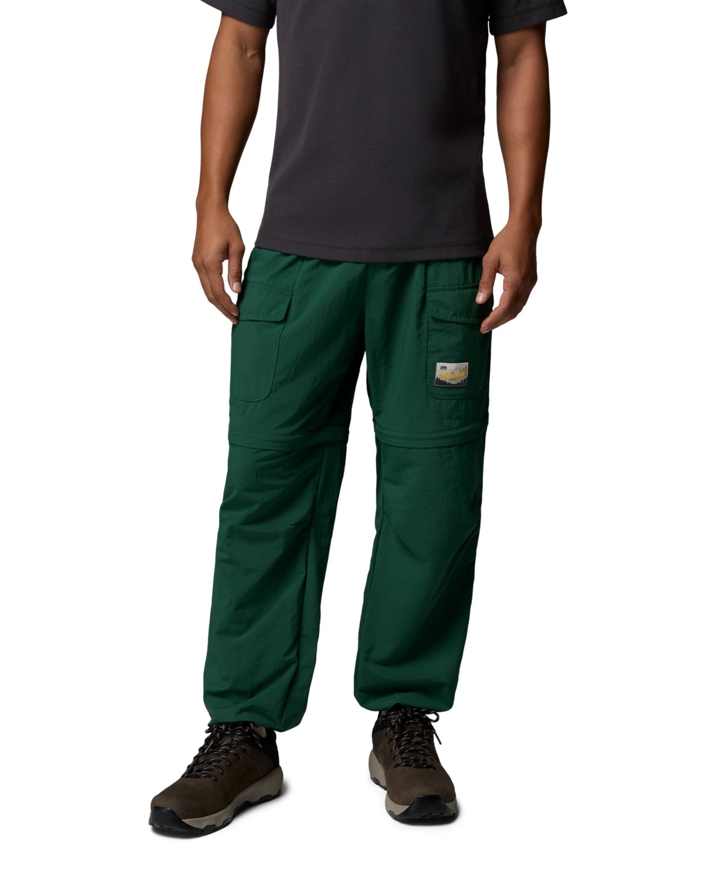 Мужские брюки Columbia Acker Rock Regular-Fit Convertible, цвет: Тёмно-зелёный — фото 1