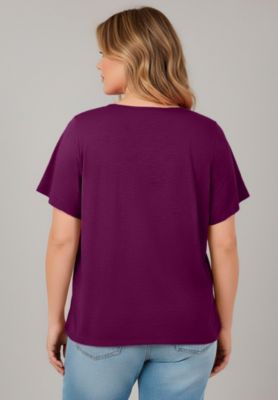 Women's Knit Lace Yoke Tee