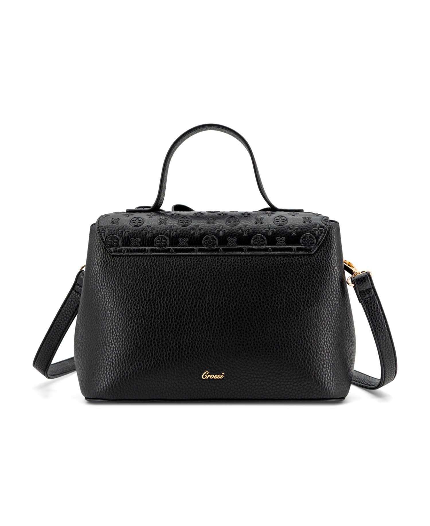 Noble Cross-Bow Embossed Small Satchel Handbag