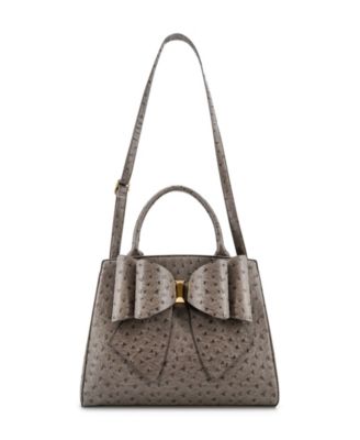 Elodie Embossed Bow Top Handle Medium Satchel Bag