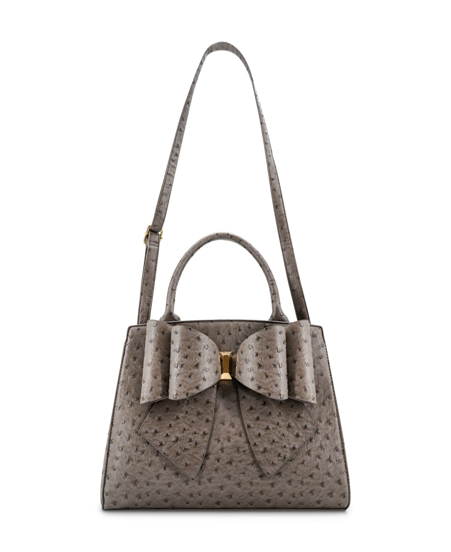 Elodie Embossed Bow Top Handle Medium Satchel Handbag