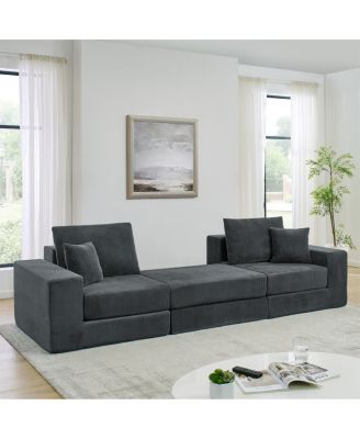 Modular Cloud Sectional Couch, Modern L-Shaped Sofa with Ottoman