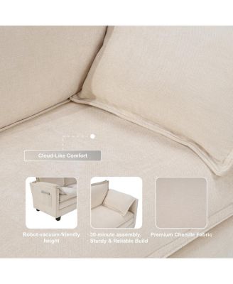 Streamdale L-shaped sofa with storage, cotton-linen velvet, 3 seats, extends, living room