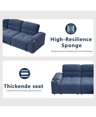  Modern L-shaped sectional sofa, 105-inch cloud sofa with adjustable backrest and ottoman