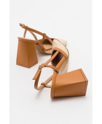 Women's Rivie Raffia Square Toe Block Heel Pump