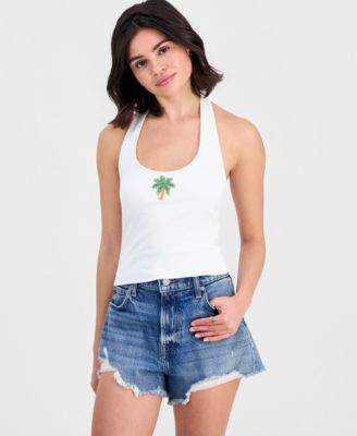 Juniors' Bead Embellished Halter Top