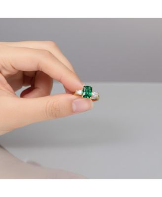 Chic Sterling Silver 14K Gold Plated Three CZ Statement Ring