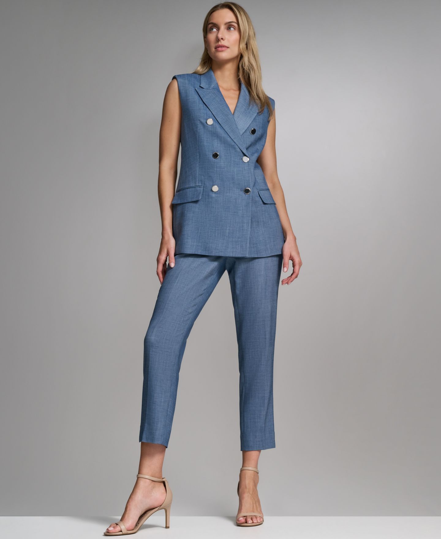 Женский жилет Calvin Klein Notch Collar Button-Front Vest, цвет: Индиго — фото 9
