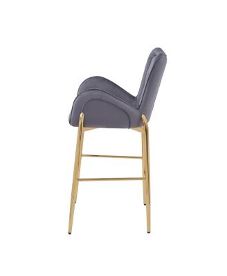 Velvet Counter Height Bar Stools (Set of 2) with Golden Legs
