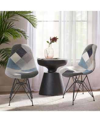 Streamdale Patchwork Bohemian Accent Chair with Chromed Legs, Geometric Pattern, Set of 2