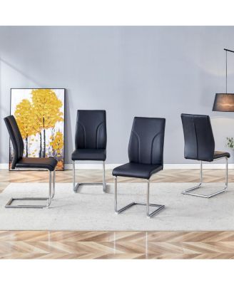 4-Piece Black PU Leather Dining Chair Set