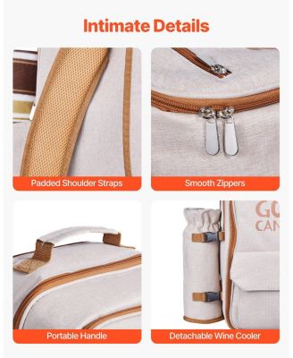 4-Person Picnic Backpack with Insulated Cooler, Blanket and Tableware Set