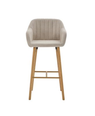 Modern Linen Bar Stools Set of 2 with Back & Armrest