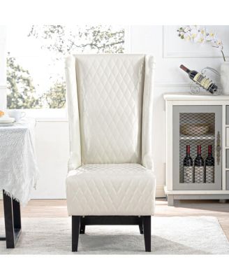 Faux Leather High-Back Accent Chair, Comfy Wingback Living Room Chair