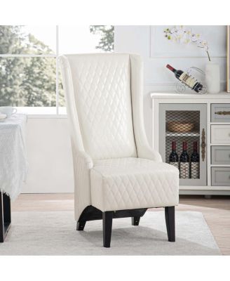 Faux Leather High-Back Accent Chair, Comfy Wingback Living Room Chair