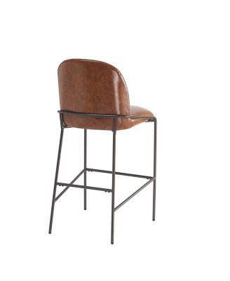 Matte Bronze Faux Leather Bar Stool with Curved Backrest (Set of 2)