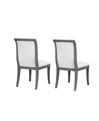 Oak Gray Upholstered Dining Chairs (Set of 2) - Traditional Elegant Fabric Side Chairs.