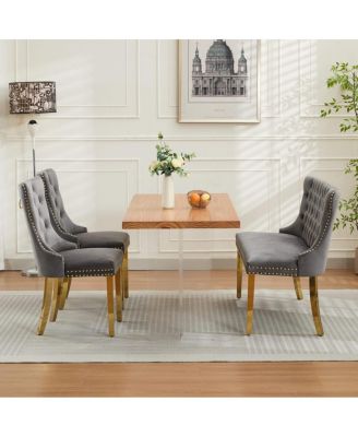 Velvet Double Dining Loveseat Bench, 2-Seat Tufted Bench w/Gold Legs