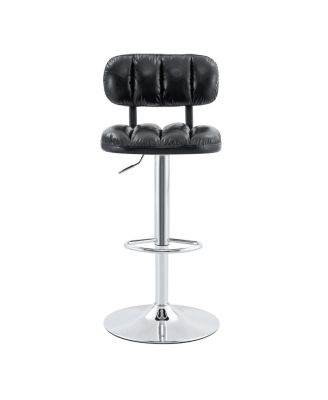 Leather Adjustable Bar Stools with Chrome Base
