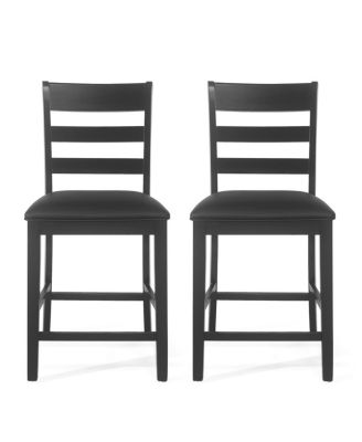 Farmhouse Upholstered Wood Counter Stools