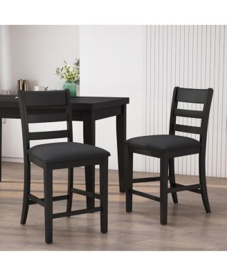 Farmhouse Upholstered Wood Counter Stools