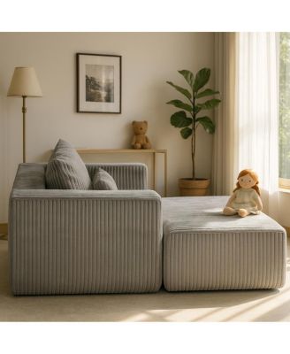 Luxury Corduroy Sofa with Ottoman - Modern & Comfortable