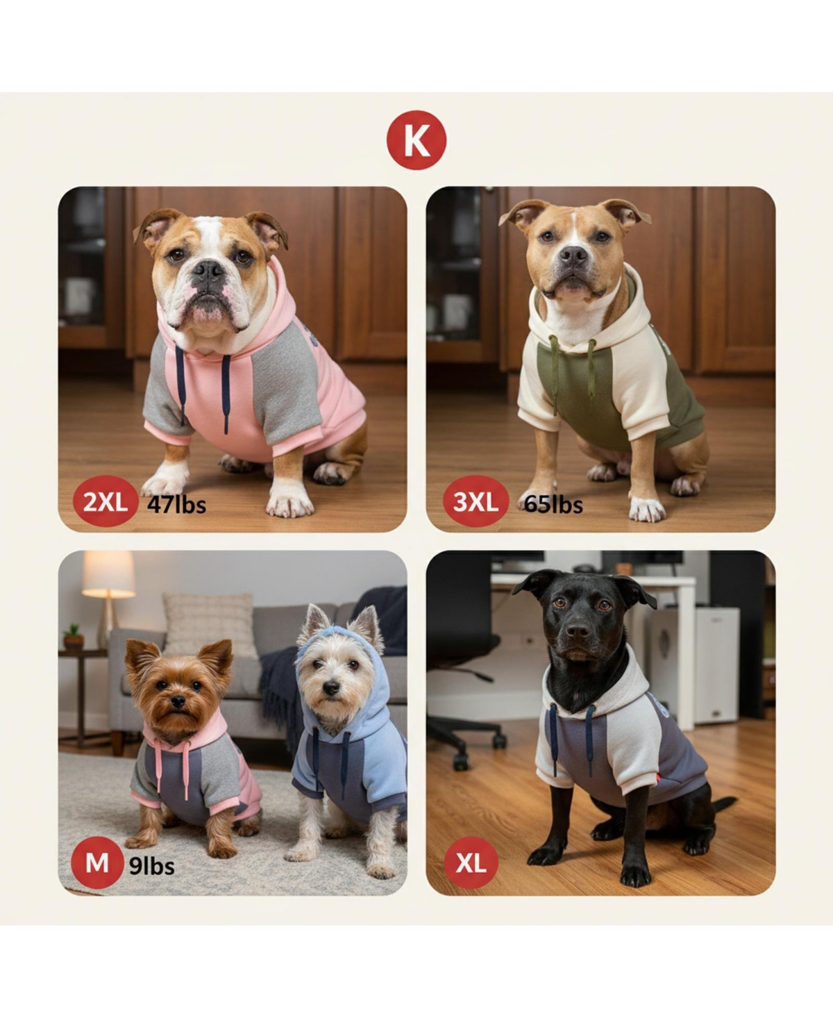 Aronkl Dog Hoodie Stretchy Warm Pet Sweatshirt with Leash Hole Soft Comfort Winter