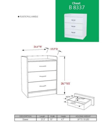 Wood 3 Drawer Chest