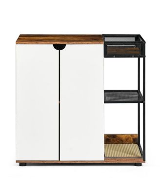 Rustic Brown Cat Litter Box Enclosure for 2 Cats – Hidden Cat Furniture Cabinet